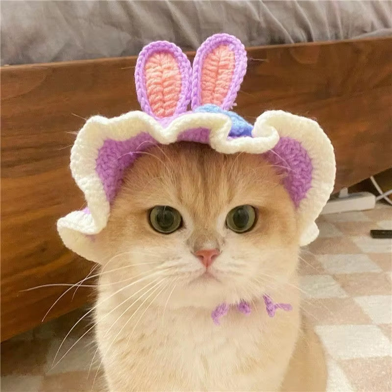 Cute Refined Cat Hat Elastic Autumn Winter Pet Hat Puppy